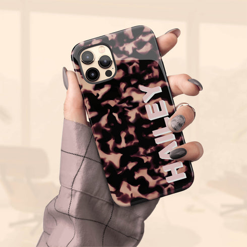 3D Custom Name Dark Tort iPhone Case